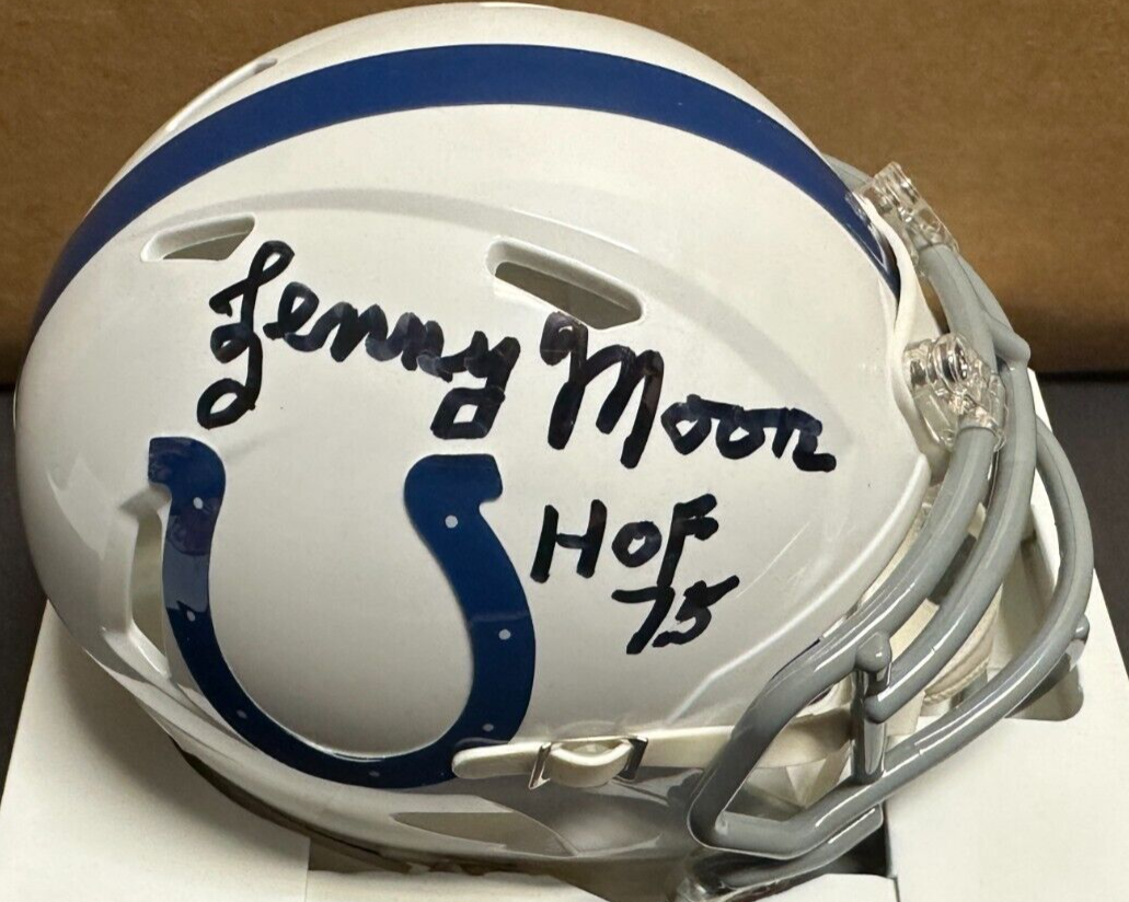 Lenny Moore Autographed Baltimore Colts Speed Mini Helmet W/ HOF 75