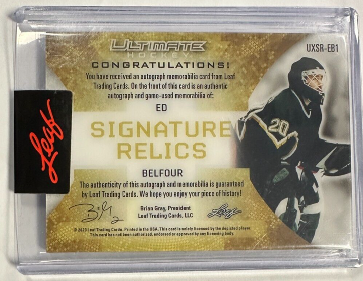 2023 Leaf Ultimate Hockey Signature Relics Ed Belfour Auto Quad Jersey 6/25