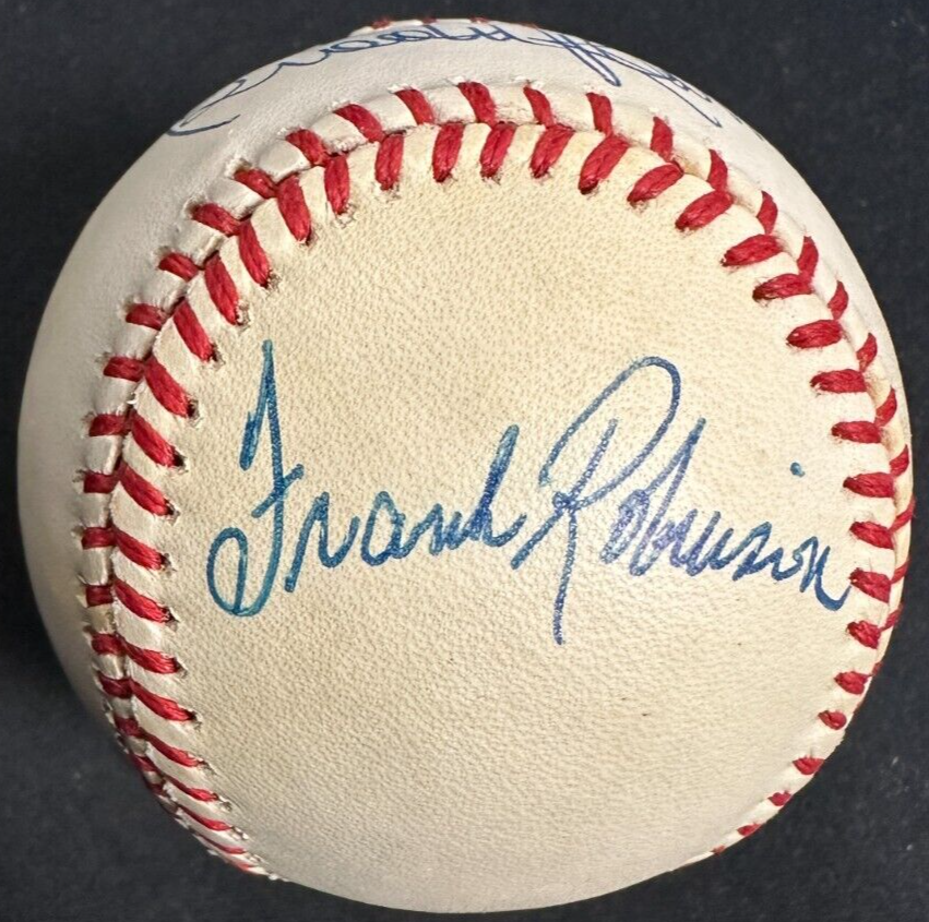 Brooks & Frank Robinson Autographed American League Baseball Orioles HOF BAS