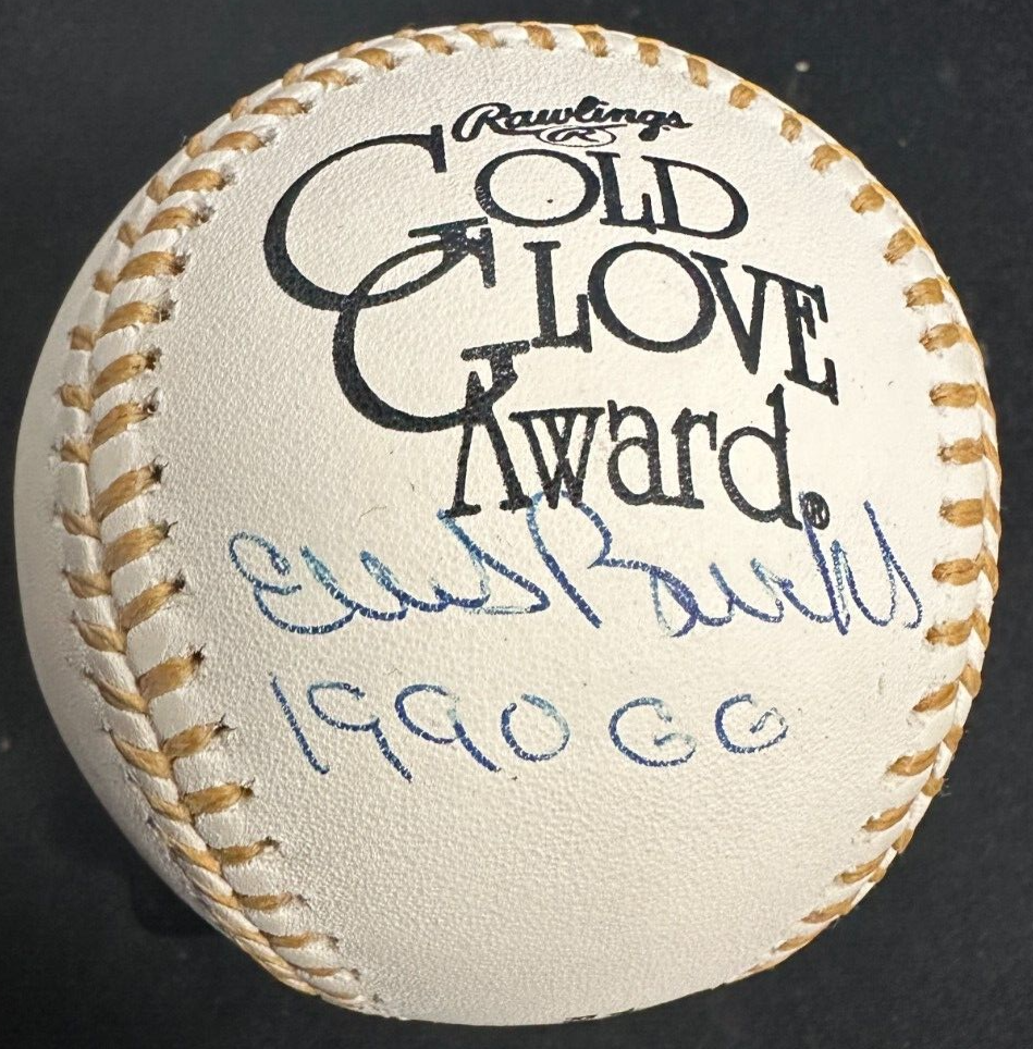 Ellis Burks Autographed Rawlings Gold Glove Baseball W/ 1990 GG Insc Red Sox