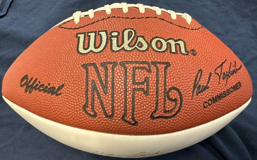 Y.A. Tittle Autographed Wilson NFL Football W/ HOF 71 & MVP 1957-61-63 Ins BAS