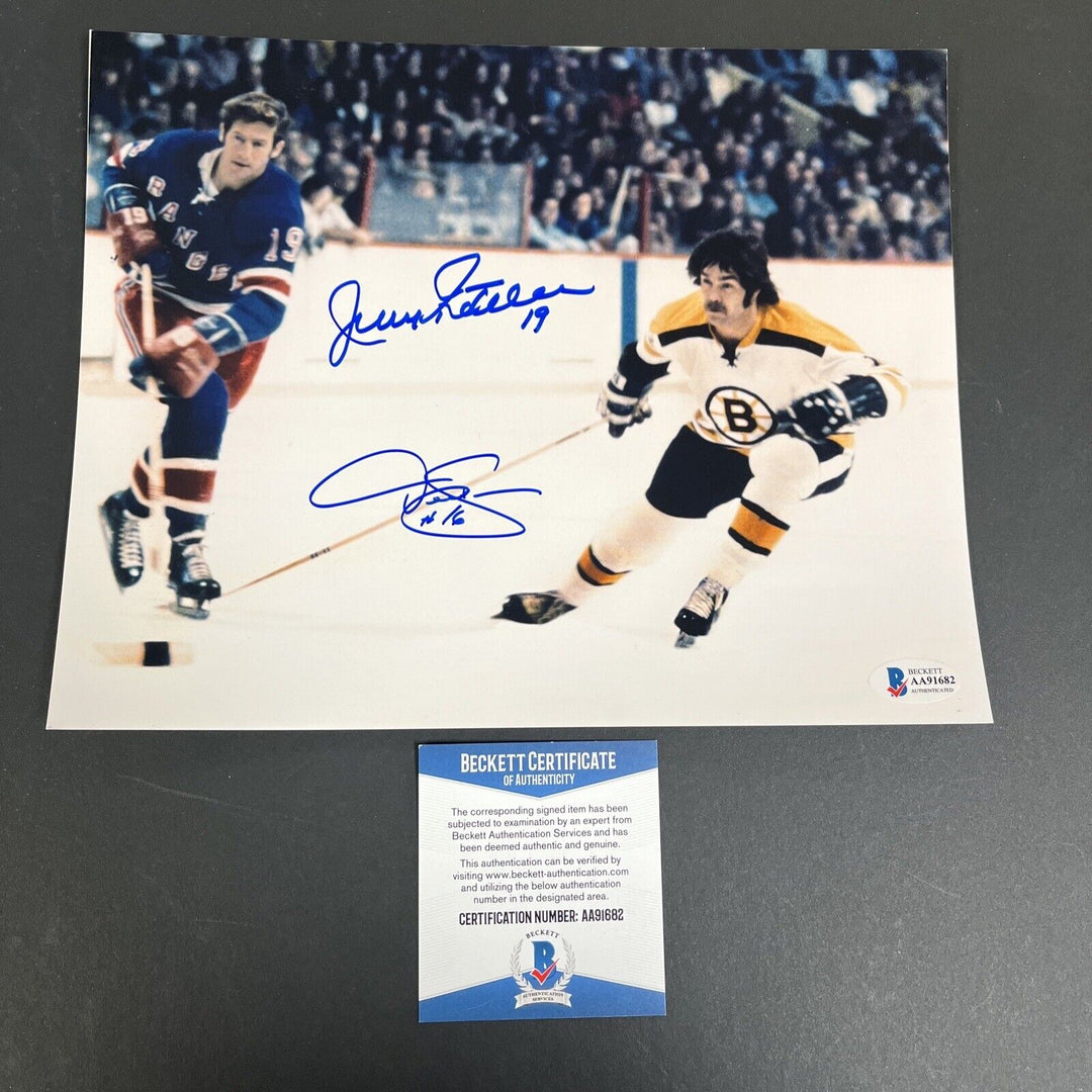 Derek Sanderson Jean Ratelle Signed 8x10 Bruins Rangers Sportsworld Beckett COA