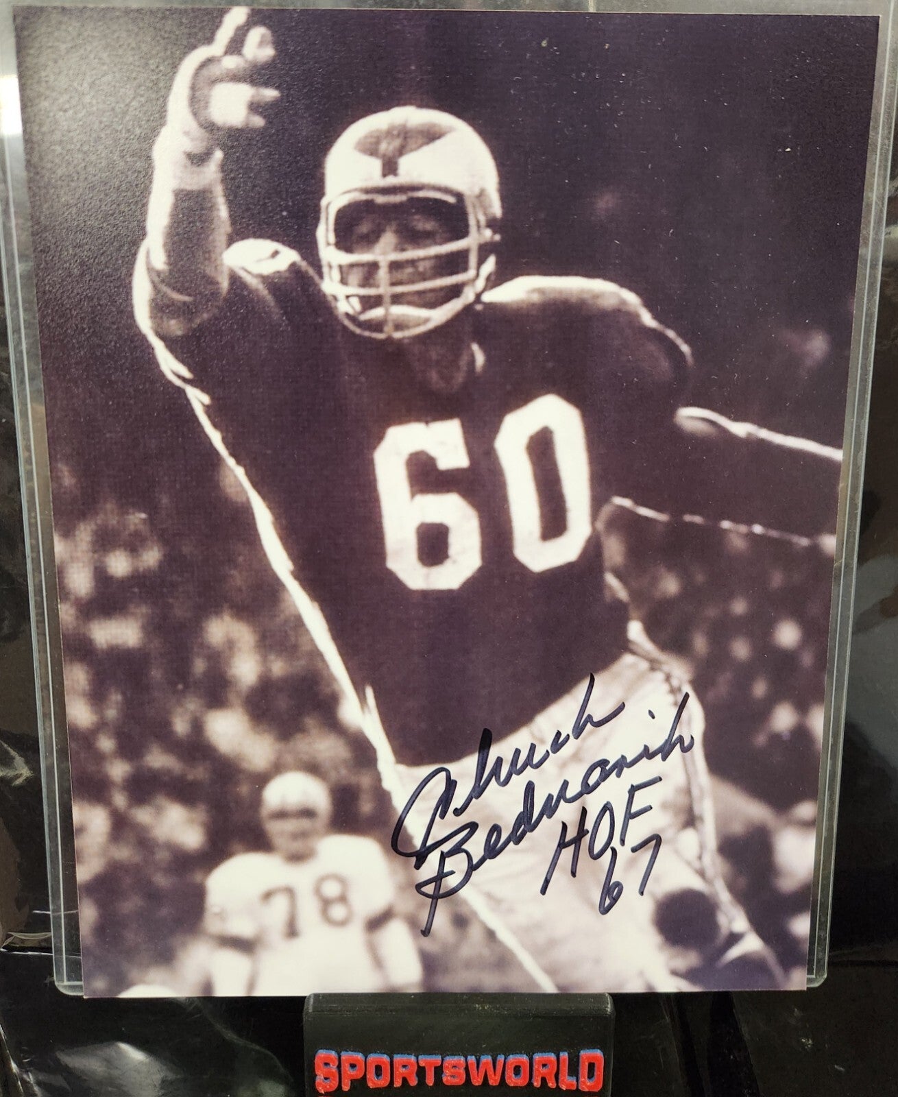 chuck bednarik cigar cigarette Denise - Philadelphia Eagles Lineman Celebrating after Winning the 1960 NFL Championship Chuck Bednarik Signed Inscribed 8x10