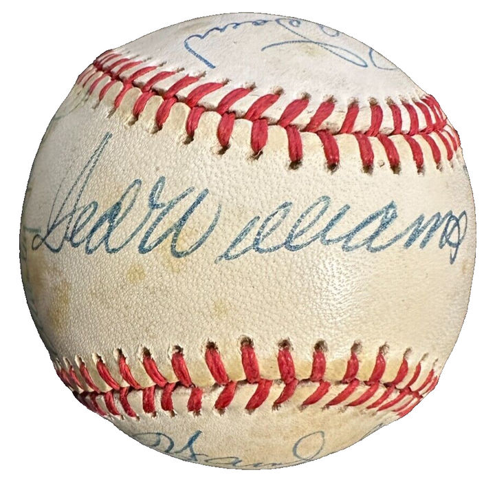 Baseball Hall of Famers Autographed Baseball Williams Bench Spahn Carlton BAS