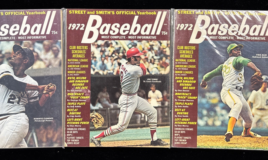 3 Street & Smith Yearbooks 1972 Baseball Roberto Clemente Joe Torre Vida Blue