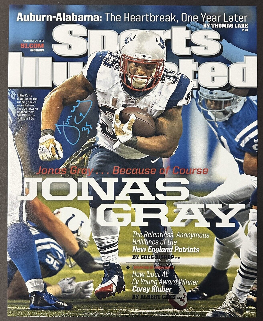 Jonas Gray Autographed 11/24/2014 Sports Illustrated 16x20 Cover Photo Patriots