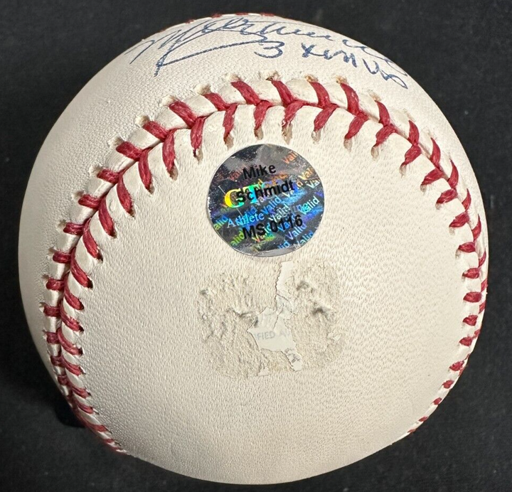 Mike Schmidt Autographed Major League Baseball W/ 3x MVP Inscription HOF