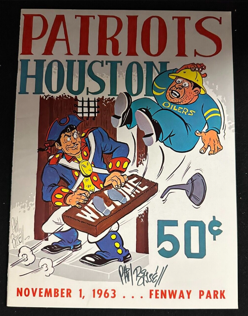 Phil Bissell Autographed Sep 16, 1962 Boston Patriots Vs Oilers Program AFL