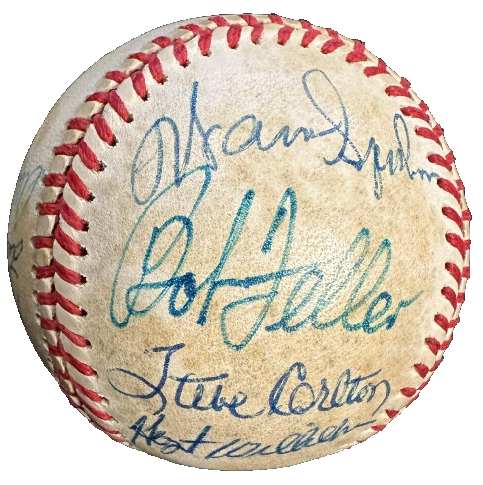 Baseball Hall of Famers Autographed Baseball Williams Bench Spahn Carlton BAS