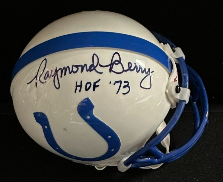Raymond Berry Autographed Baltimore Colts Riddel Mini Helmet W/ HOF 73 NFL