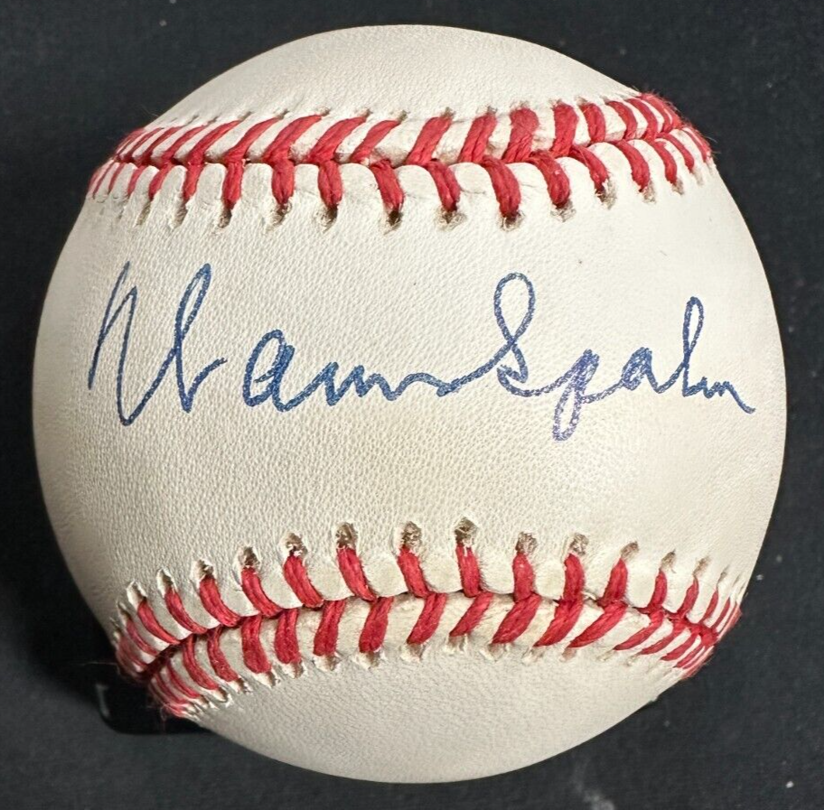 Warren Spahn Autographed Official National League Baseball HOF Braves BAS