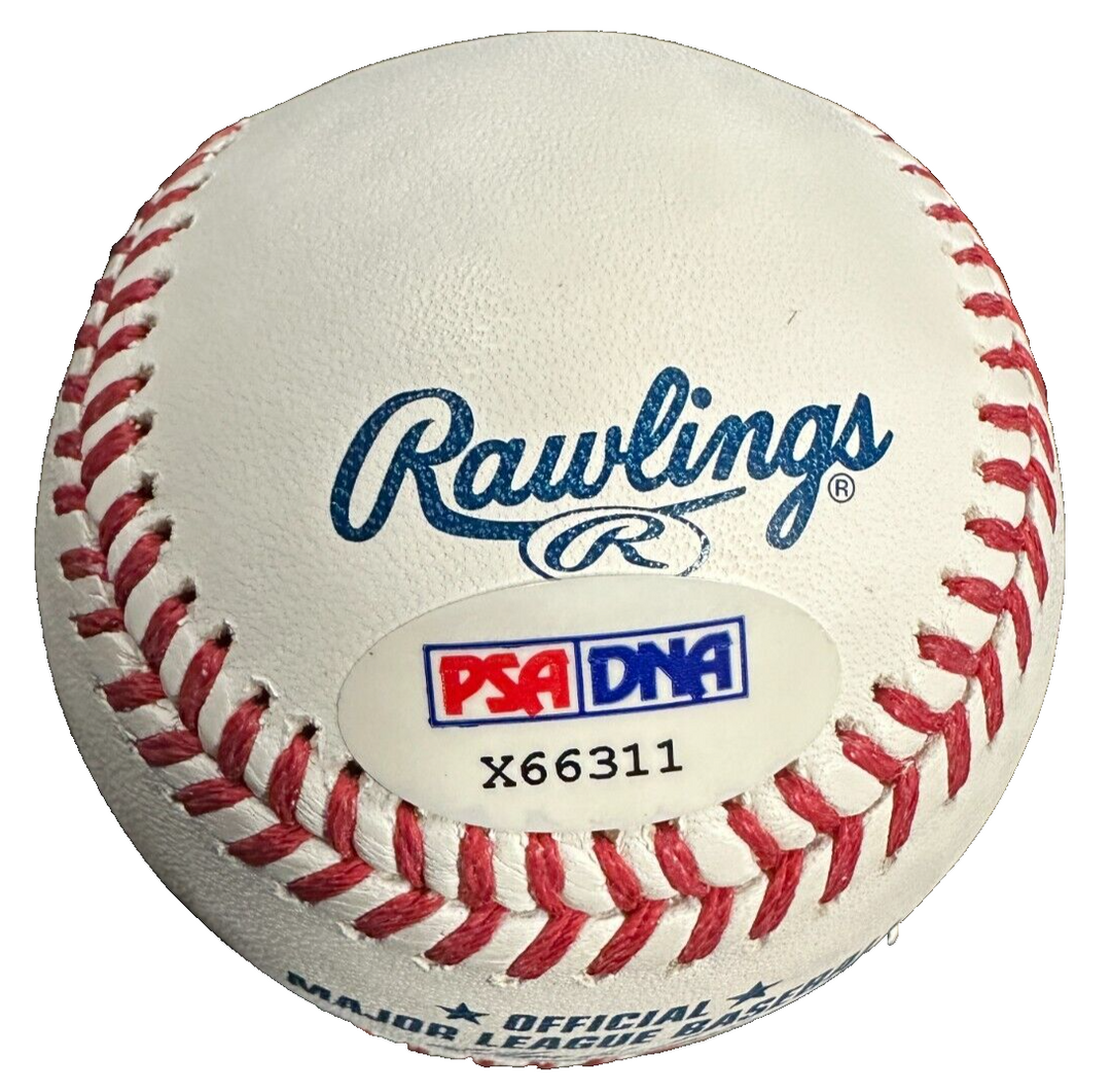 Daryl Strawberry Autographed OML Baseball W/ 86,96,98,99 WS Champs Insc PSA