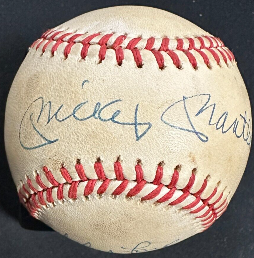 Mickey Mantle & Whitey Ford Autographed Bobby Brown American League Baseball BAS