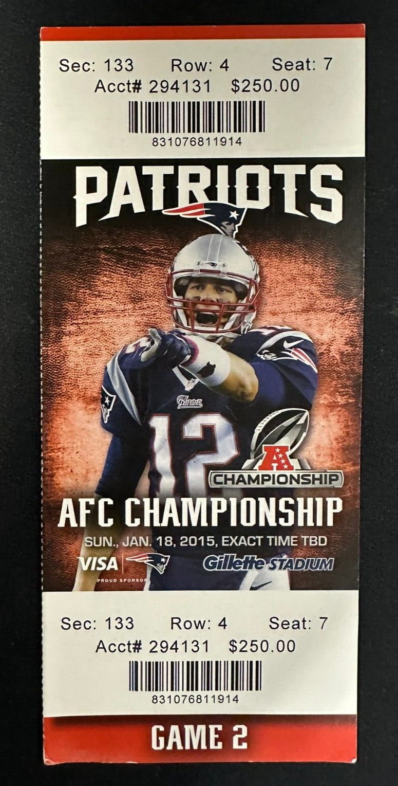 2015 AFC Championship Game Full Ticket Patriots Vs Colts Deflategate Game Brady
