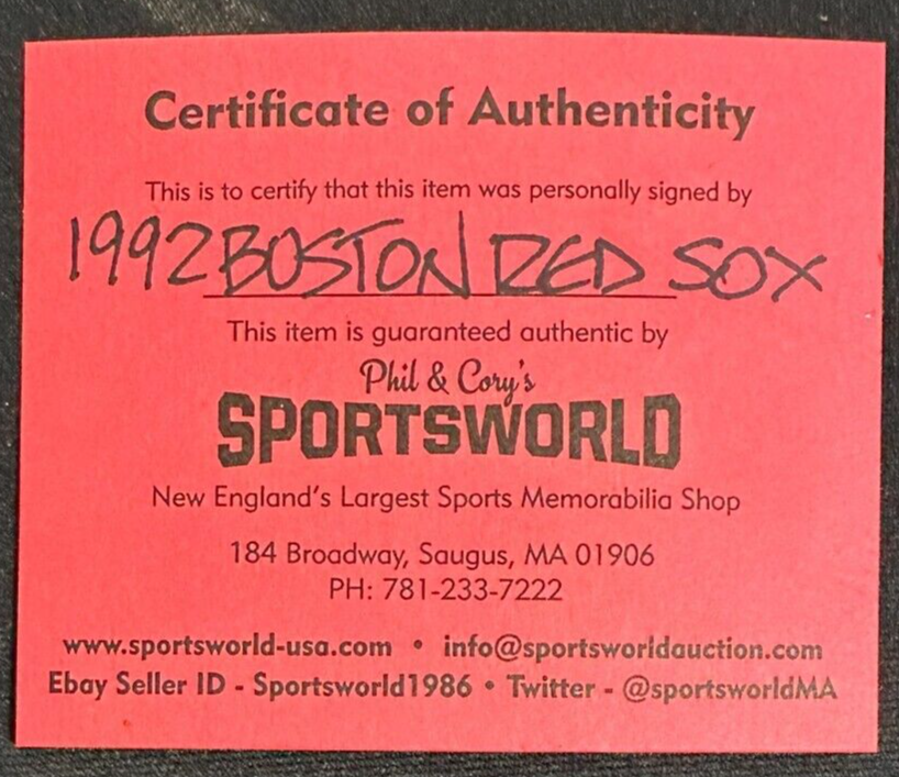 1992 Boston Red Sox Team Autographed Baseball Clemens Boggs Greenwell