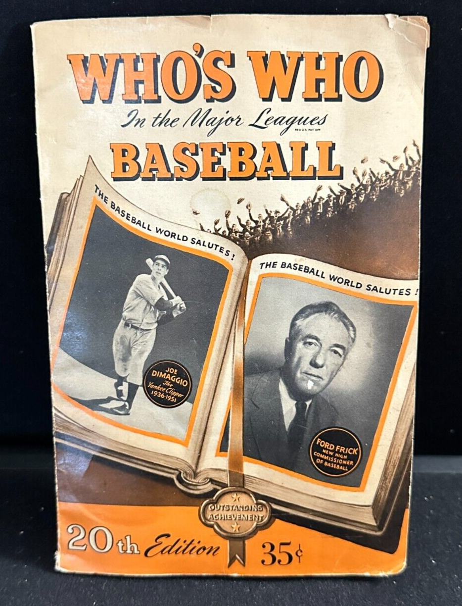 Vintage 1952 Edition of Who's Who in the Major Leagues Baseball DiMaggio Cover