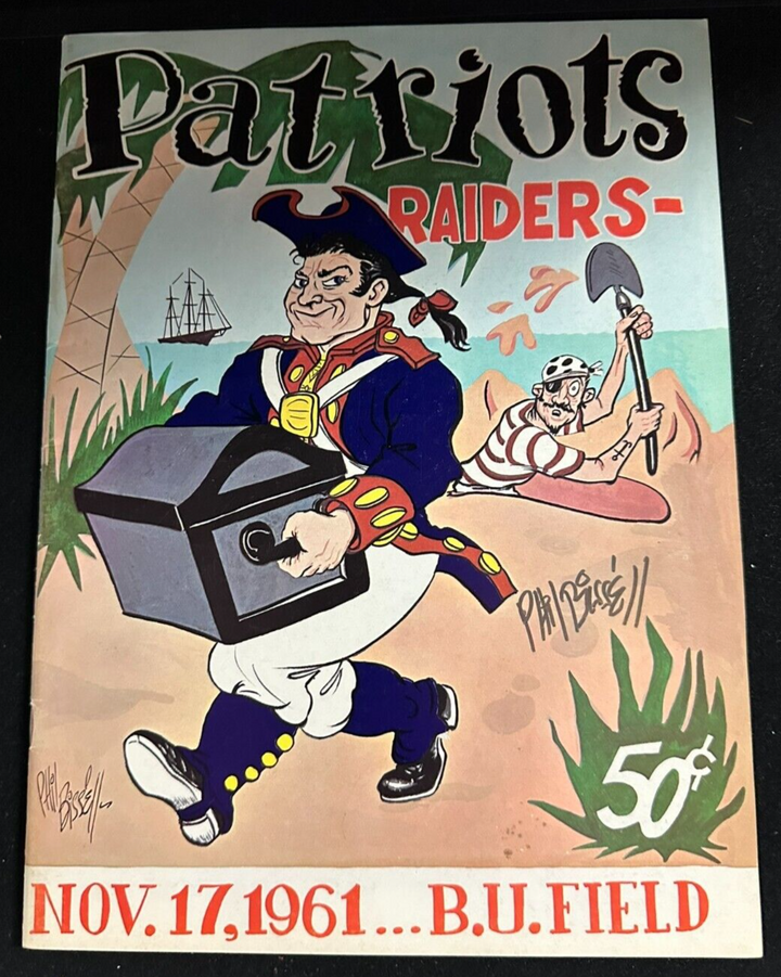 Phil Bissell Autographed Nov 17, 1961 Boston Patriots & Raiders Program AFL