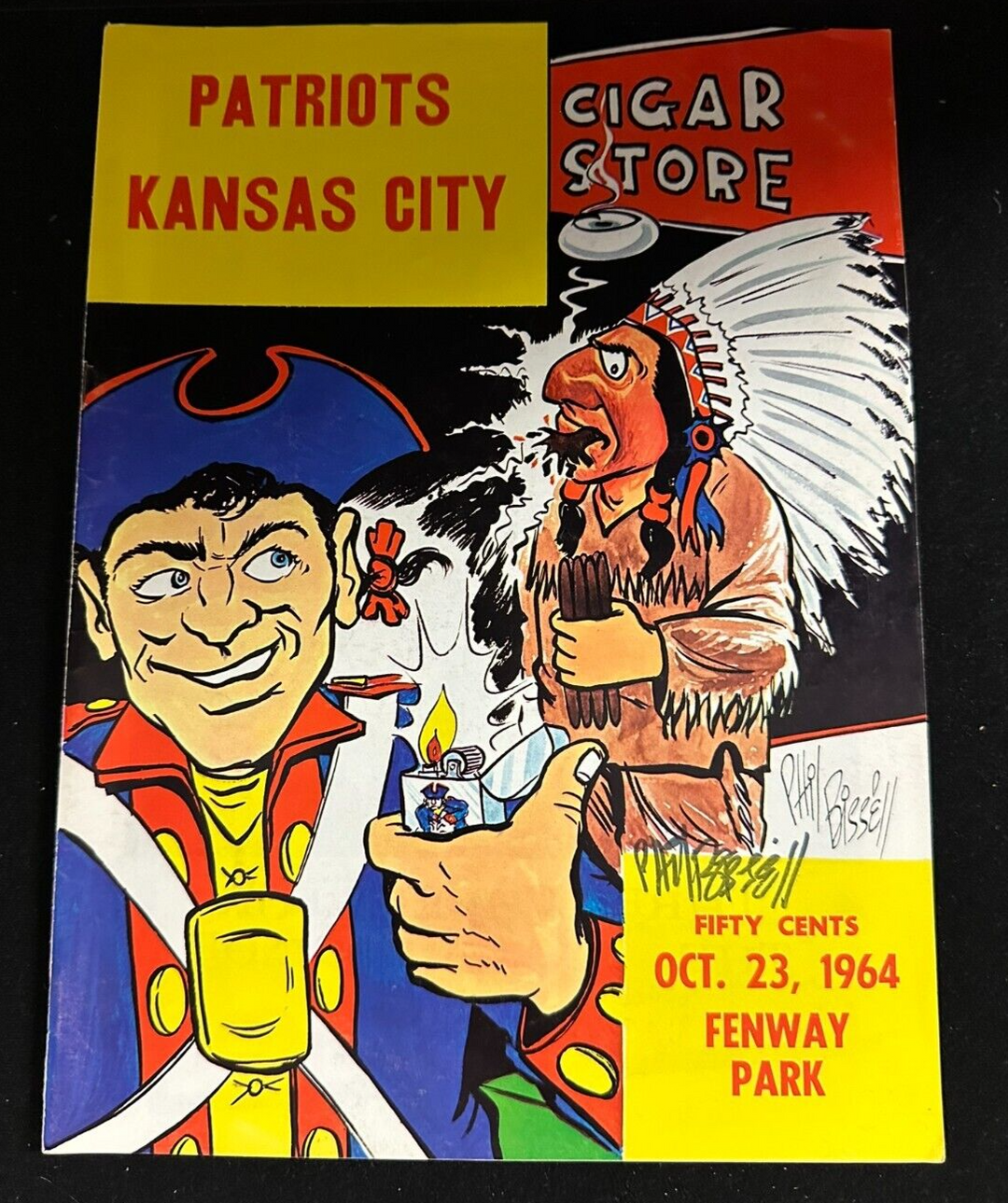 Phil Bissell Autographed Oct 23, 1964 Boston Patriots Vs KC Chiefs Program AFL