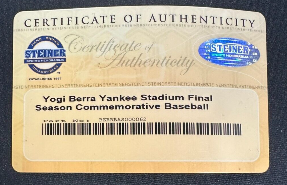Yogi Berra Autographed Yankee Stadium Final Season Baseball Steiner