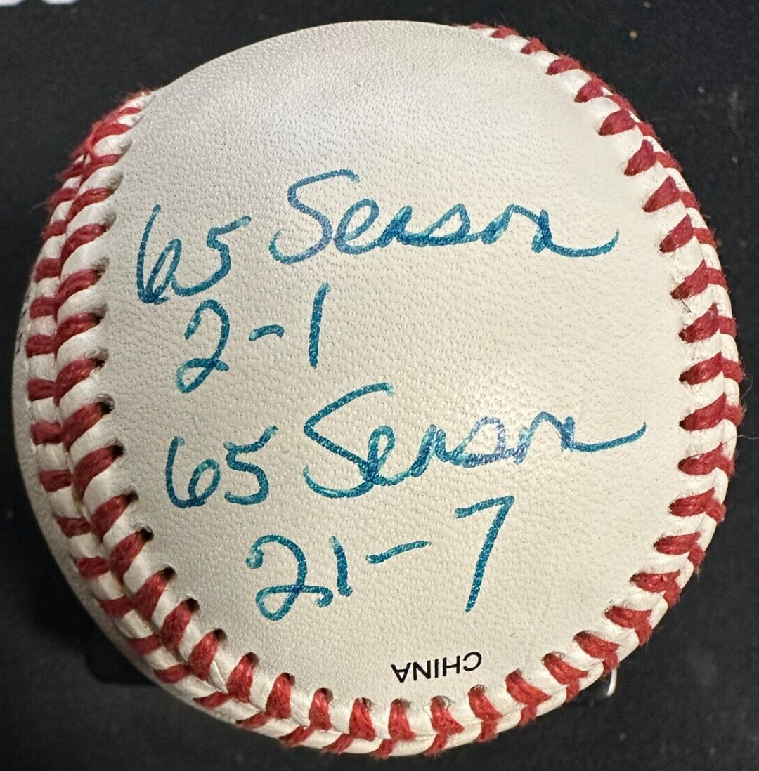 Jim Mudcat Grant Autographed Major League Baseball W/ 65 Season 21-7