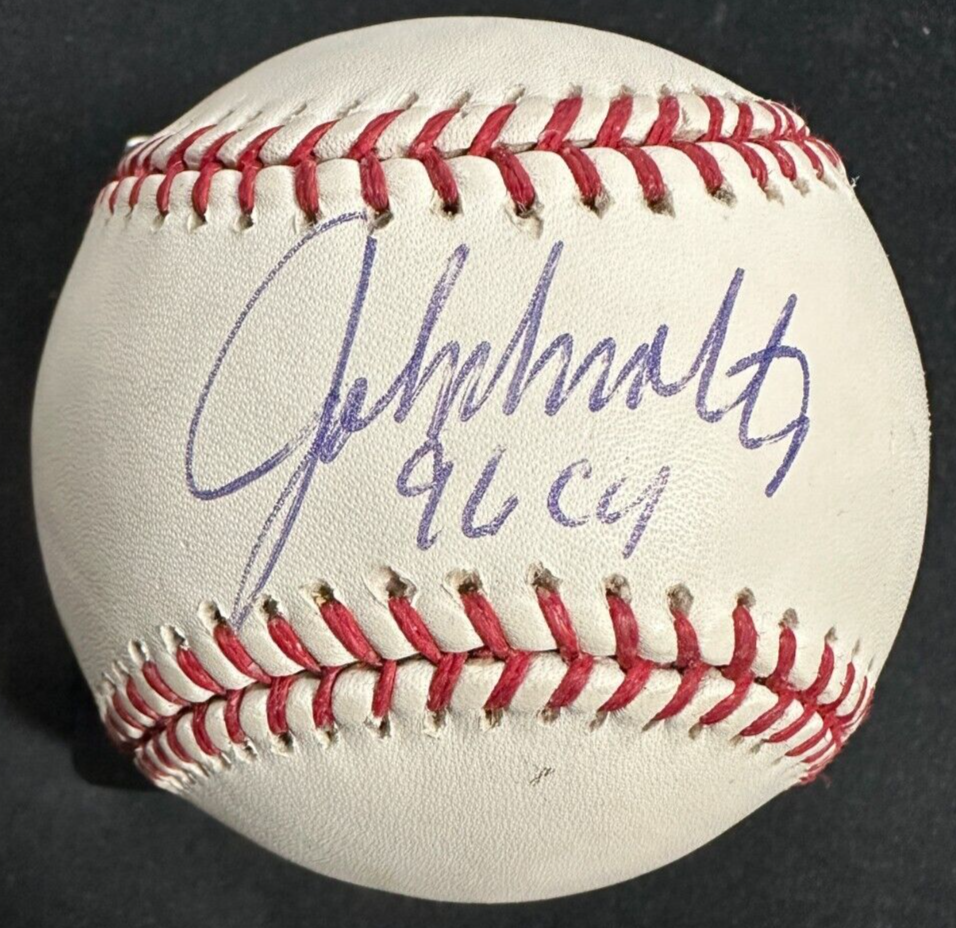 John Smoltz Autographed Major League Baseball W/ 96 CY Young Insc BAS