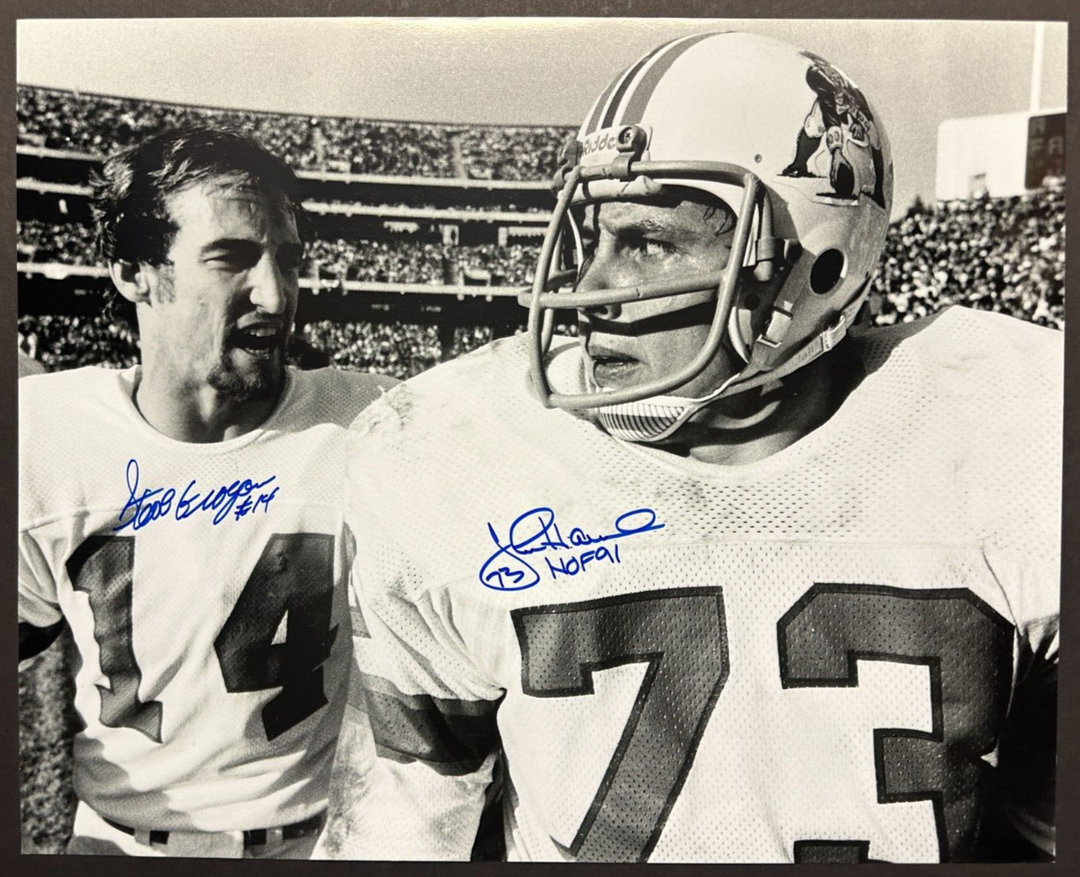 John Hannah & Steve Grogan Autographed 16x20 Photo New England Patriots