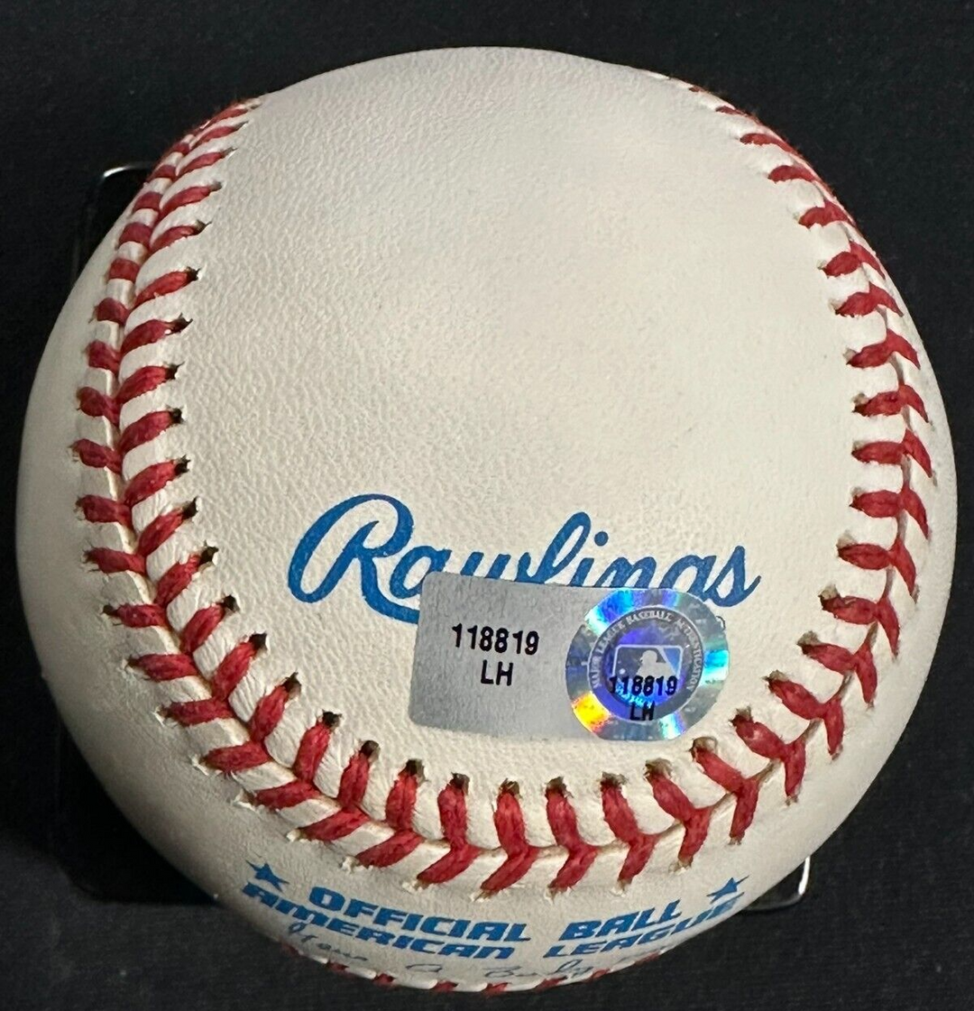 Mickey Rivers Autographed OML Baseball W/ 77 & 78 WS Champs MLB Holo