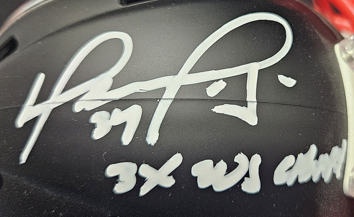 David Ortiz Signed New England Patriots Black Speed Mini Helmet W/ 3x WS Champs