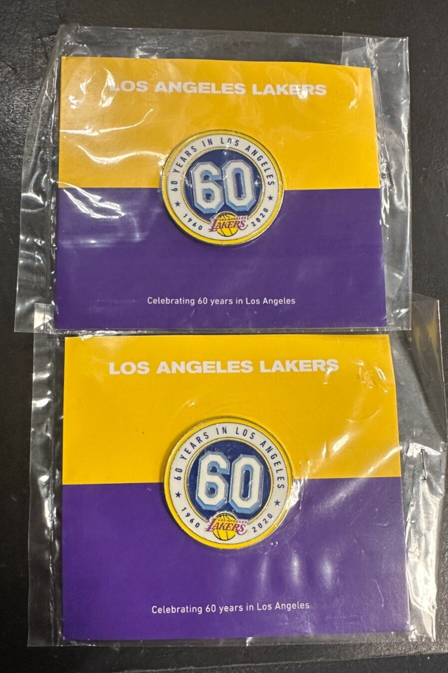 2 1960-2020 Los Angeles Lakers 60 Years in Los Angeles Lapel Pins NBA
