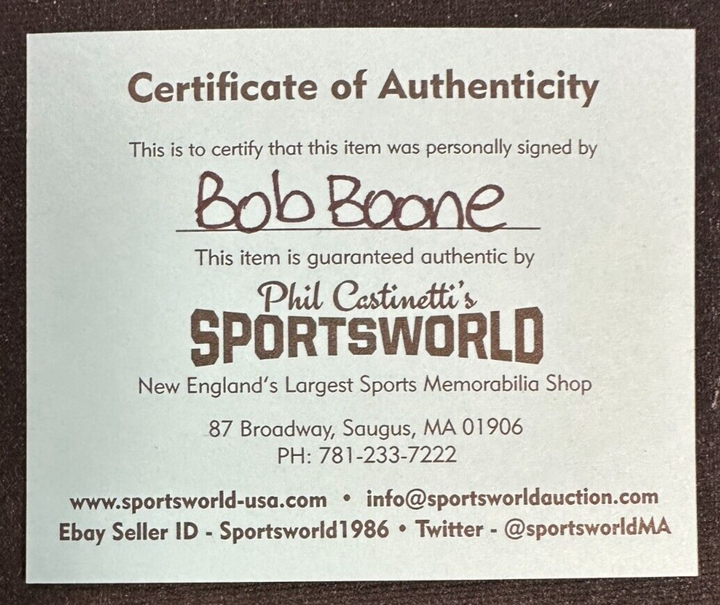 Bob Boone Autographed National League Baseball Phillies Angels