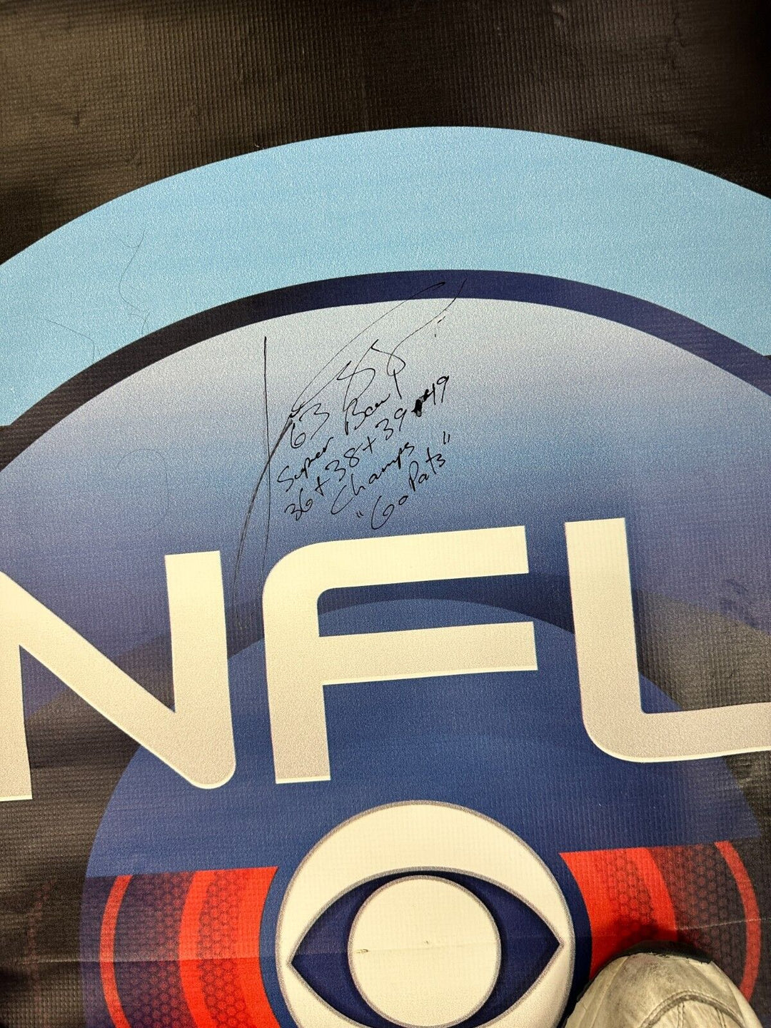 Joe Andruzzi Autographed NFL on CBS Banner Gilette Stadium New England Patriots