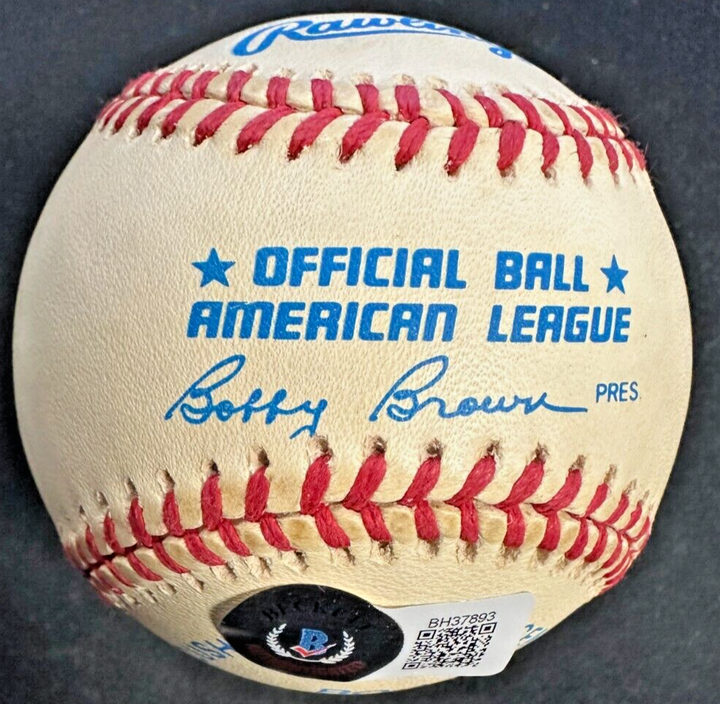 Nolan Ryan Autographed Official American League Baseball BAS HOF Rangers