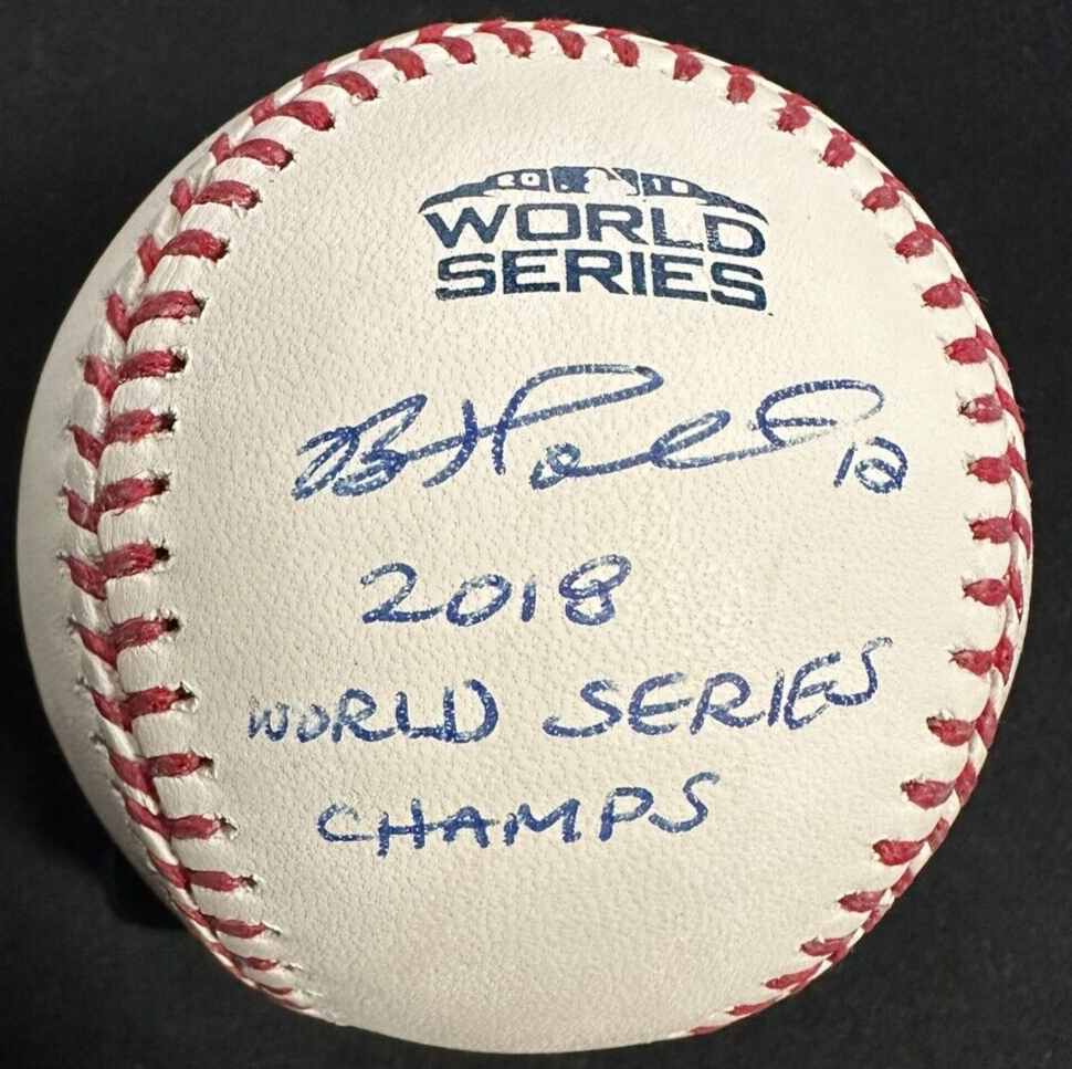 Brock Holt Autographed Official 2018 World Series Baseball W/ WS Champs Insc JSA