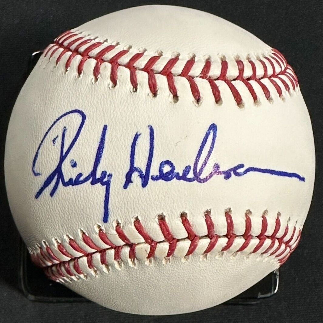 Rickey Henderson Autographed Official Major League Baseball HOF BAS