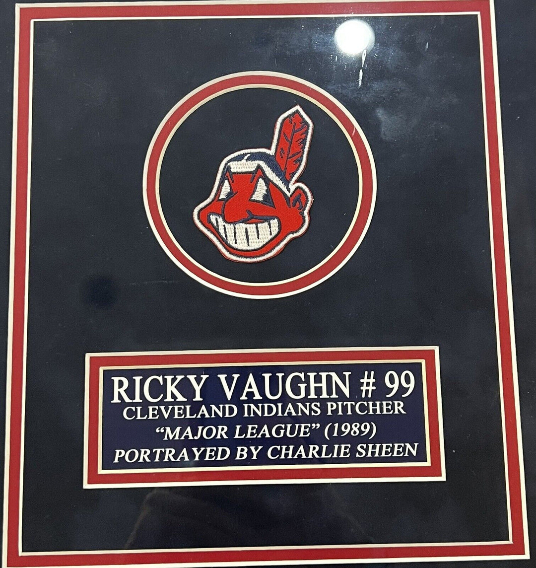Ricky Vaughn Charlie Sheen Signed Custom Framed Jersey. W/ 2 8x10s BECKETT COA