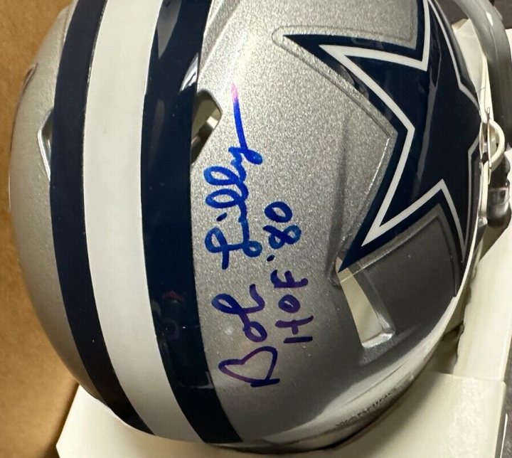 Bob Lilly Autographed Dallas Cowboys Speed Mini Helmet W/ HOF 80 Insc