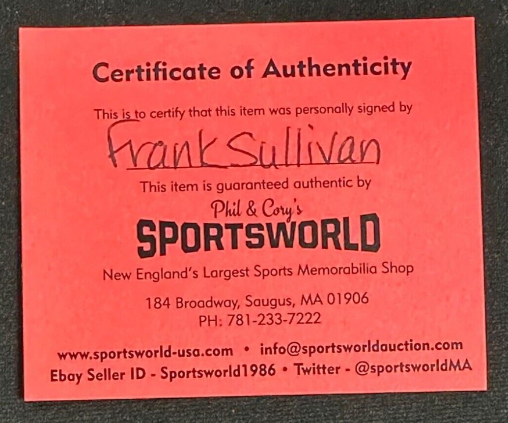 Frank Sullivan Autographed Fenway Park 100th Anniversary Baseball Red Sox
