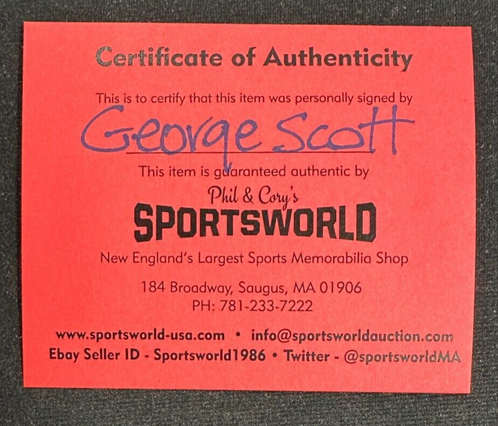 George Scott Autographed Official American League Baseball Red Sox