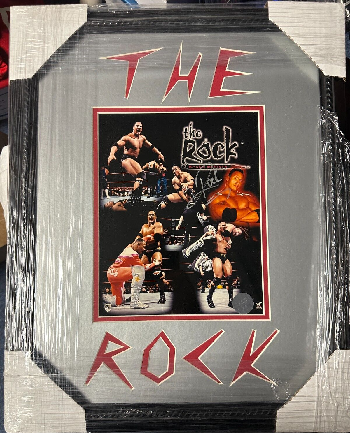 Framed The Rock Autographed WWE WWF 8x10 Photo Dwayne Johnson BAS