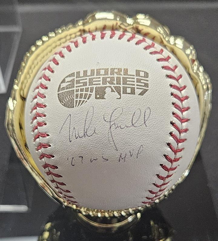 Mike Lowell Signed 2007 World Series Baseball With Shadowbox Display LE 977/2007