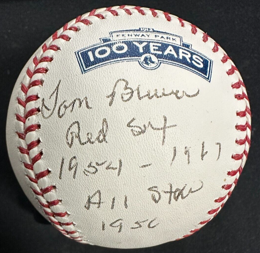 Tom Brewer Autographed Fenway Park 100th Anniversary Baseball W/ Red Sox 1954-61
