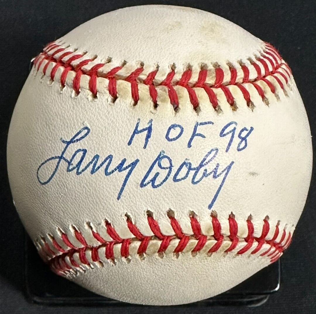 Larry Doby Autographed W/ HOF 98 Official National League Baseball Indians BAS