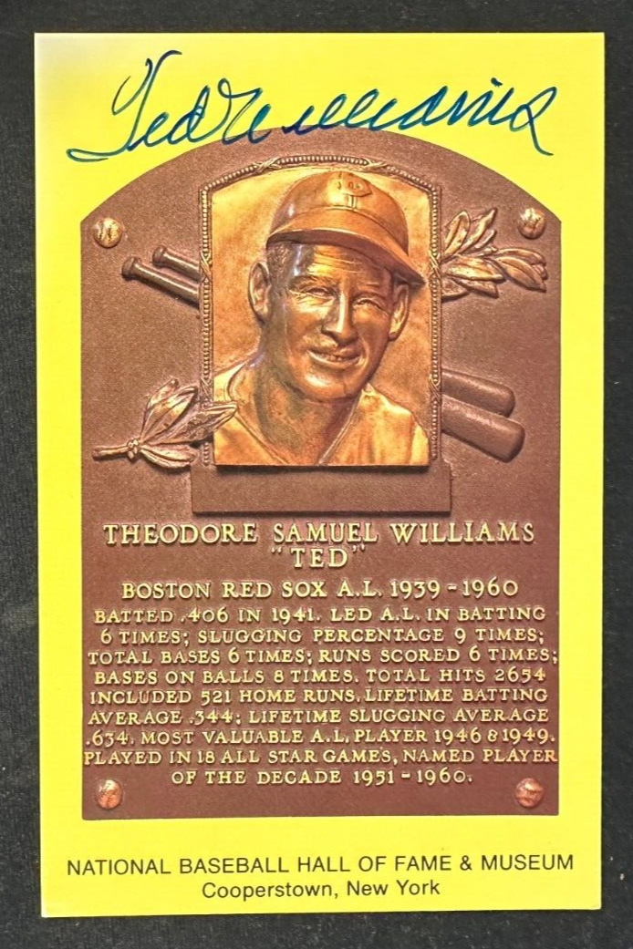 Ted Williams Autographed MLB Hall Of Fame Postcard Red Sox BAS