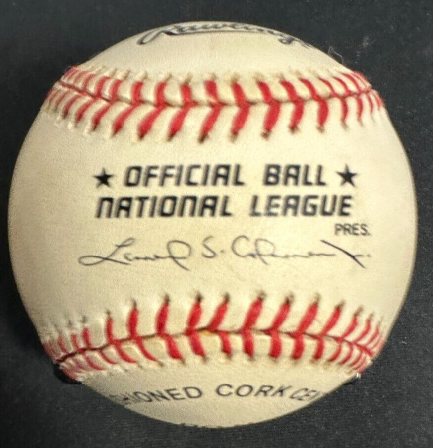 Frank Robinson Autographed National League Baseball W/ 586 HR's Insc BAS