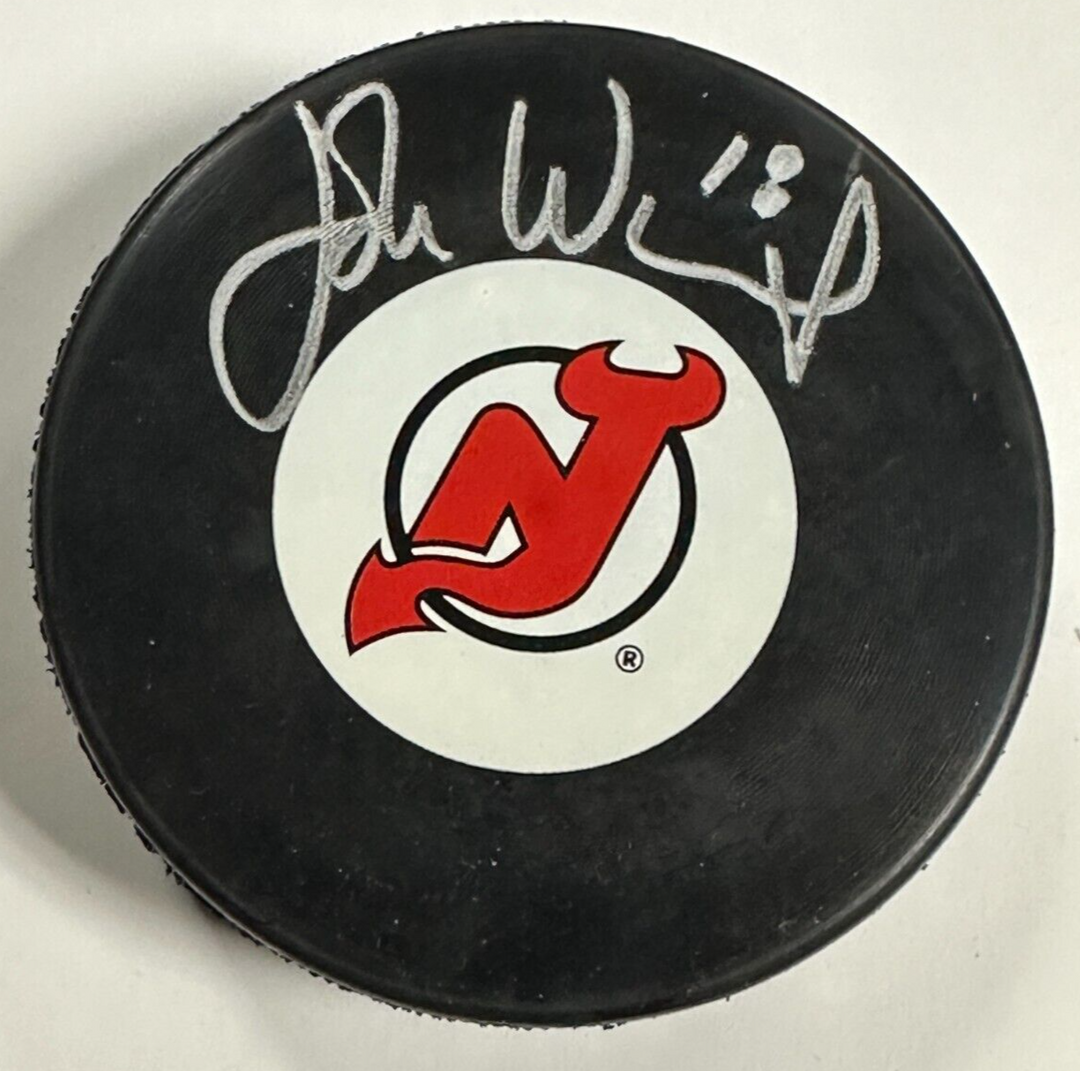 John Wensink Autographed New Jersey Devils Hockey Puck BAS