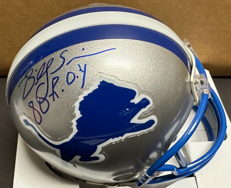 Billy Sims Autographed Detroit Lions Mini Helmet W/ ROY 80 Insc