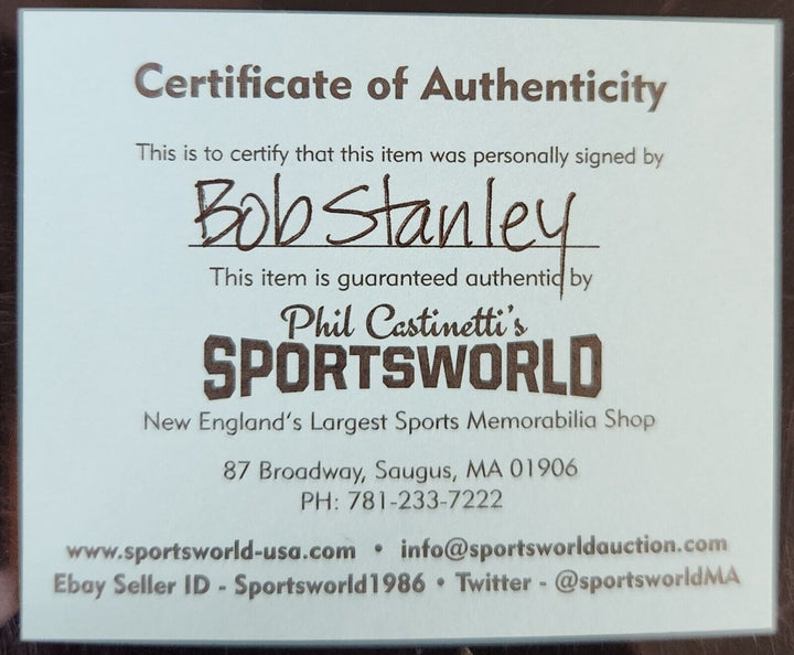 Bob Stanley Signed 2004 World Series Baseball W/ 86 Cursed & 04 Reversed Insc