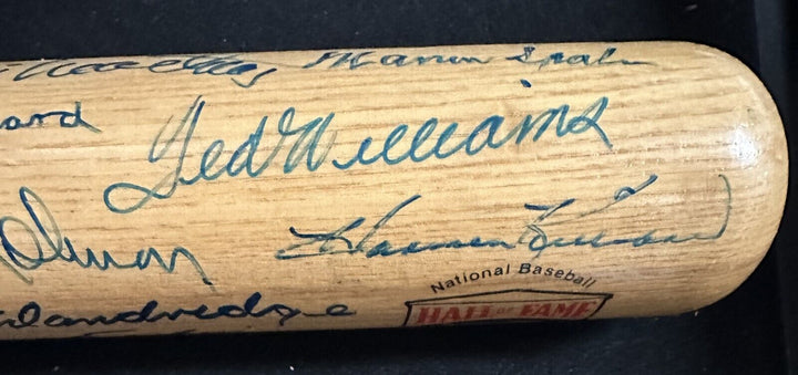Baseball Hall of Fame 50th Anniversary Autographed Bat Williams Mays Ford Spahn