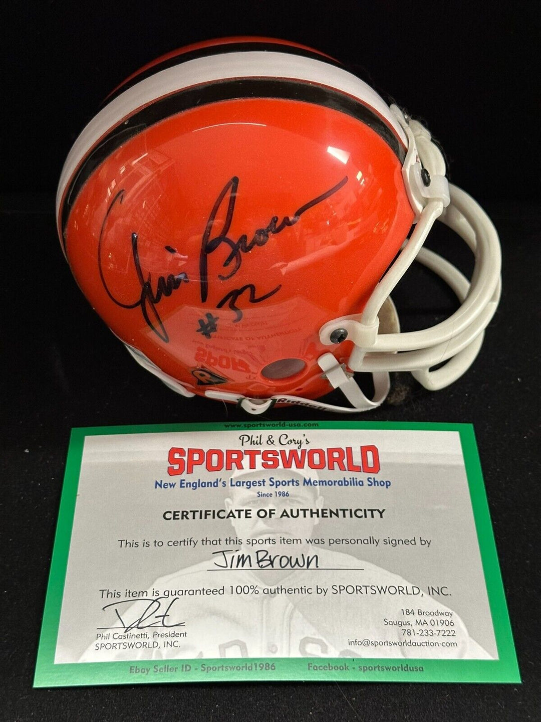 Jim Brown Autographed Cleveland Browns Riddel Mini Helmet HOF