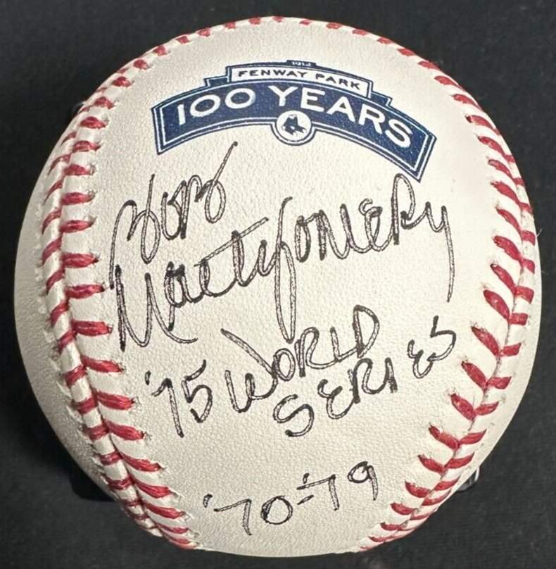 Bob Montgomery Signed Fenway Park 100th Anniversary Baseball W/ 75 World Series